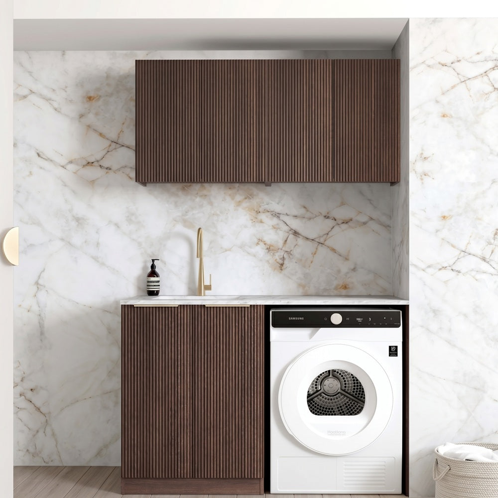 Otti Havana Fluted Laundry Kit 1305B Sable Walnut / Cloudy Carrara Top LA-1305B-HASW-CA