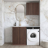 Otti Havana Fluted Laundry Kit 1305A Sable Walnut / Natural Carrara Marble Top LA-1305A-HASW-NCA