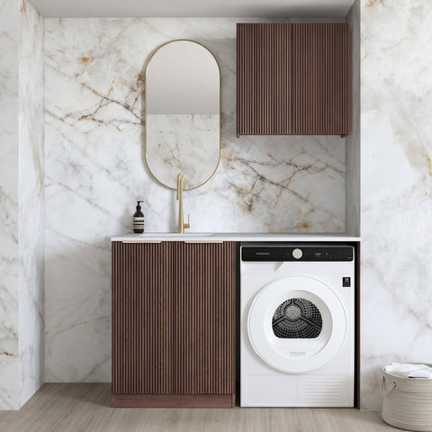 Otti Havana Fluted Laundry Kit 1305A Sable Walnut / Matte White Top LA-1305A-HASW-MW