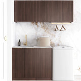 Otti Havana Fluted Laundry Kit 1715B Sable Walnut / Natural Carrara Marble Top LA-1715B-HASW-NCA