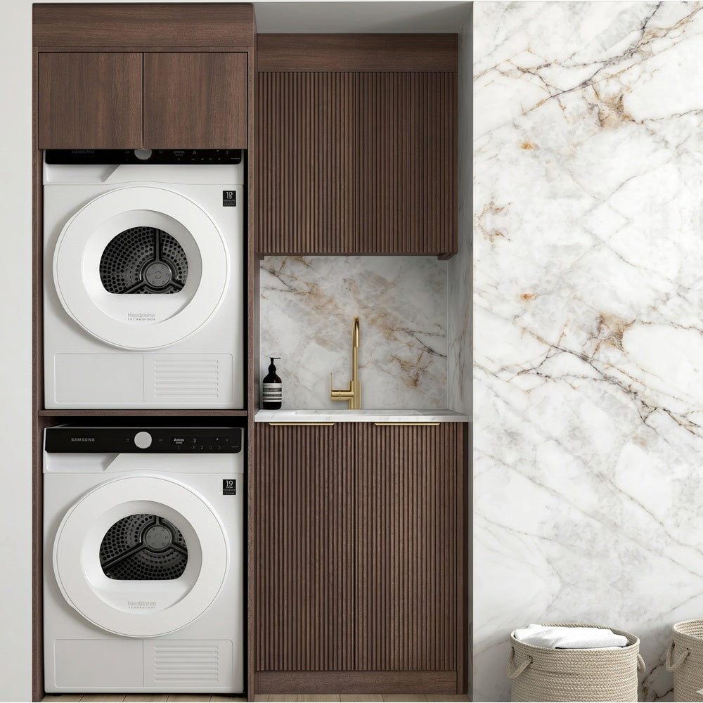 Otti Havana Fluted Laundry Kit 1305C Sable Walnut / Pure White Top LA-1305C-HASW-PW