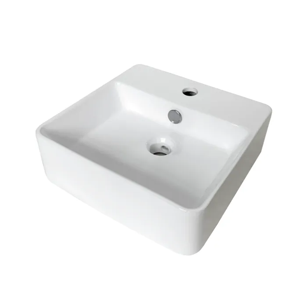 Otti Wall Hung Above Counter Basin 380x380x120mm (1 Taphole) w/ Overflow Gloss White IS2043