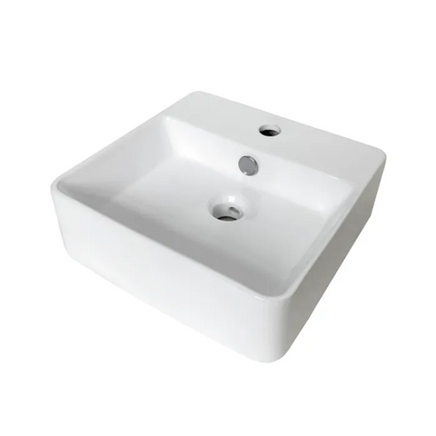 Otti Wall Hung Above Counter Basin 380x380x120mm (1 Taphole) w/ Overflow Gloss White IS2043
