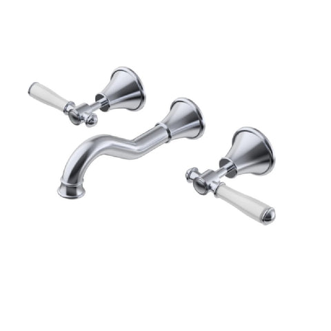 Ikon Clasico Bath Set with Ceramic White Handle Chrome PCK90NZ01A