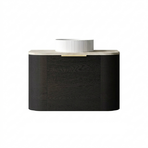 Otti Bondi Curve Wall Hung Vanity 750mm Black Oak / Sand Dune Top BO750BST-SD
