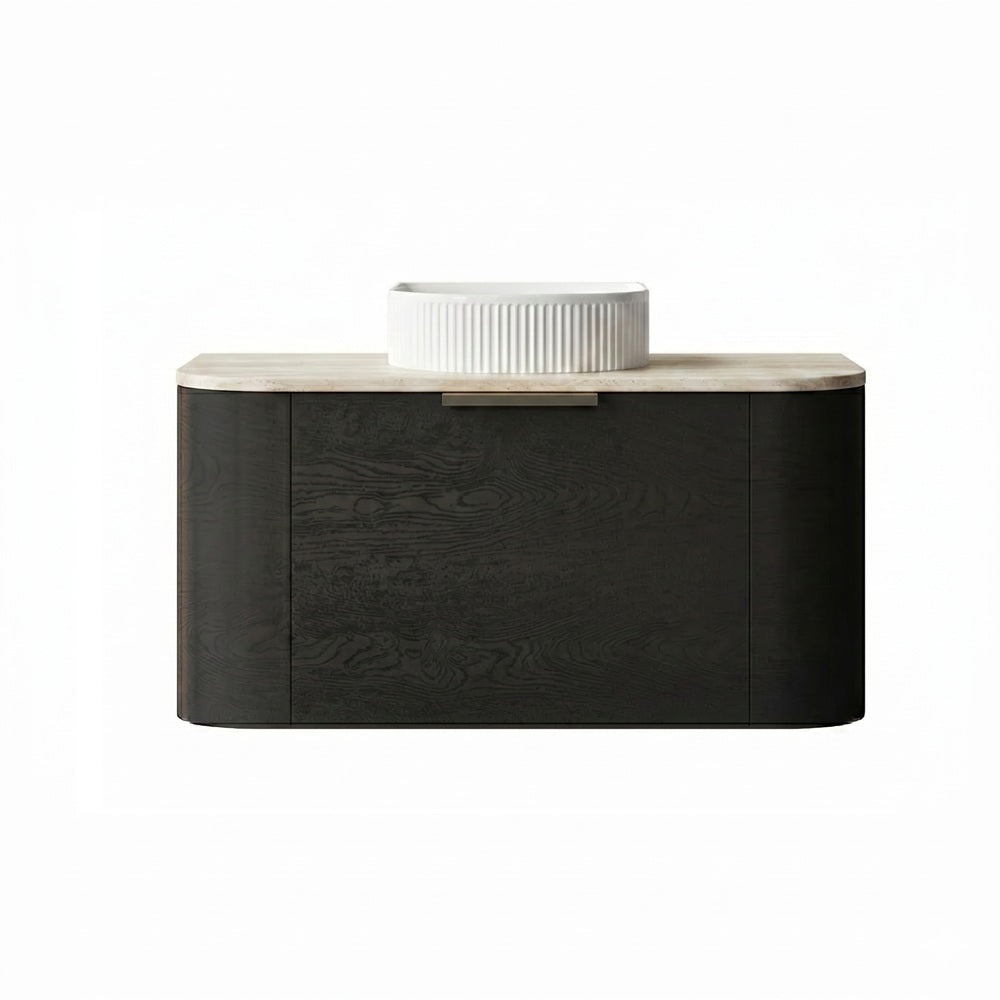 Otti Bondi Curve Wall Hung Vanity 900mm Black Oak / Sand Dune Top BO900BST-SD
