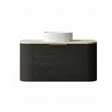 Otti Bondi Curve Wall Hung Vanity 900mm Black Oak / Sand Dune Top BO900BST-SD