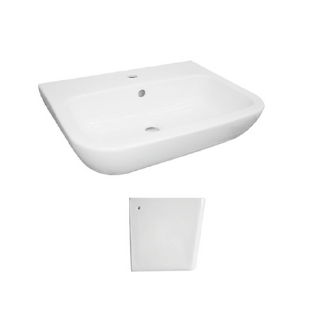 Johnson Suisse Emilia 550 Assist Wall Basin with Shroud White J3142.1.J3168.PW1