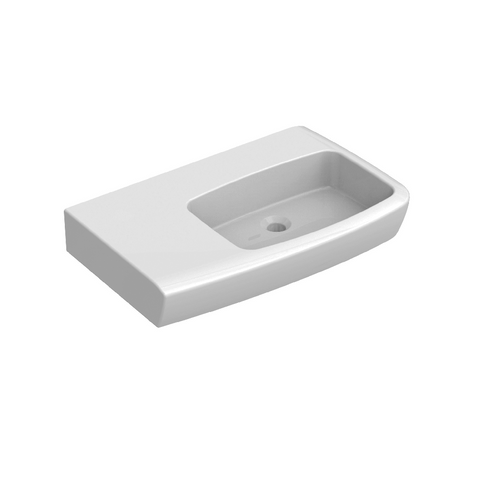 Johnson Suisse Lucca Assist 1.TH Wall Basin Left Hand Shelf with Shroud White J3170L.1.N.J3168.PW1