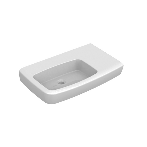 Johnson Suisse Lucca Assist 1.TH Wall Basin Right Hand Shelf with Shroud White J3170R.1.N.J3168.PW1