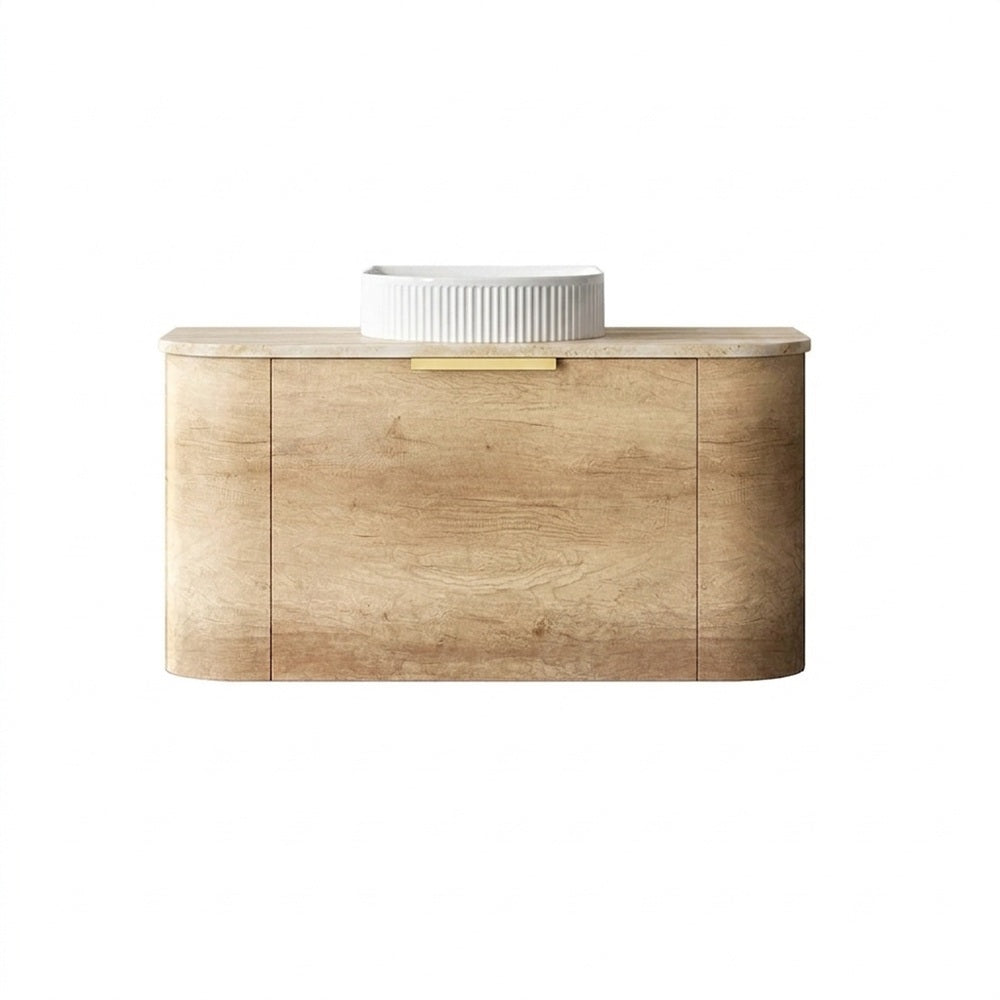 Otti Bondi Curve Wall Hung Vanity 900mm Natural Oak / Sand Dune Top BO900NST-SD