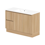 ADP Jane 1200mm Centre Bowl 1TH Vanity Wall Hung / Floor Mount (Left Drawers) Plantation Ash Silk Matte JANFCW1200WKCCM