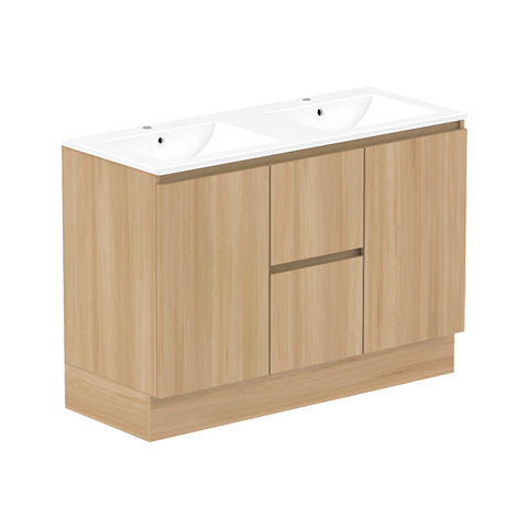 ADP Jane 1200mm Double Bowl 1TH Vanity Wall Hung / Floor Mount Plantation Ash Silk Matte JANFCW1200WKDCM