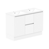 ADP Jane Express 1200mm Double Bowl 1TH Vanity Wall Hung / Floor Mount Polar White Silk Gloss JAXFCW1200WKDCM