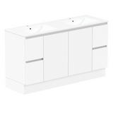 ADP Jane Express 1500mm Double Bowl 1TH Vanity Wall Hung / Floor Mount Polar White Silk Gloss JAXFCW1500WKDCM