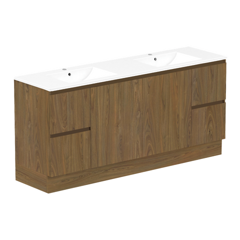 ADP Jane 1800mm Double Bowl 1TH Vanity Wall Hung / Floor Mount Natural Walnut Silk Matte JANFCW1800WKDCM