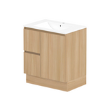 ADP Jane 750mm Centre Bowl 1TH Vanity Wall Hung / Floor Mount (Left Drawers) Plantation Ash Silk Matte JANFCW0750WKCCM