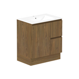 ADP Jane 750mm Centre Bowl 1TH Vanity Wall Hung / Floor Mount Polar (Right Drawers) Natural Walnut Silk Matte JANFCW0750WKCCM