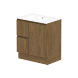 ADP Jane 750mm Centre Bowl 1TH Vanity Wall Hung / Floor Mount (Left Drawers) Natural Walnut Silk Matte JANFCW0750WKCCM