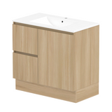 ADP Jane 900mm Centre Bowl 1TH Vanity Wall Hung / Floor Mount (Left Drawers) Plantation Ash Silk Matte JANFCW0900WKCCM