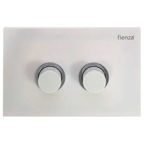 Fienza R&T Raised Button Flush Plate White JB05W