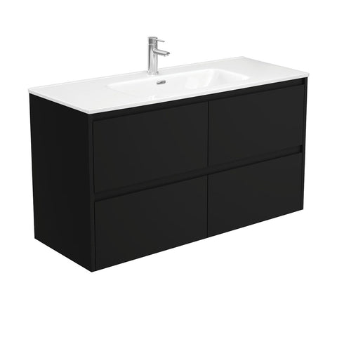 Fienza Joli Vanity 1200mm Satin Black Wall Hung 1 Taphole JOL120BB