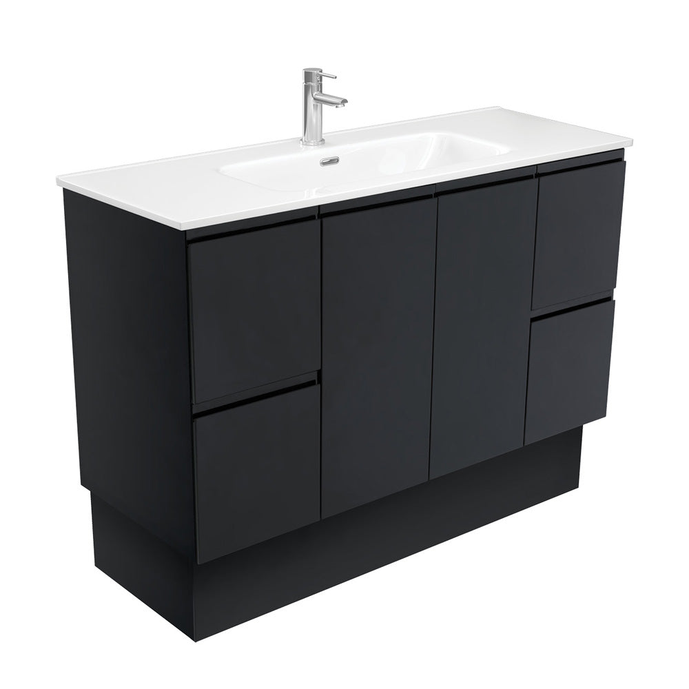 Fienza Joli Fingerpull Vanity On Kickboard (1 Taphole) 1200mm Satin Black JOL120ZBK