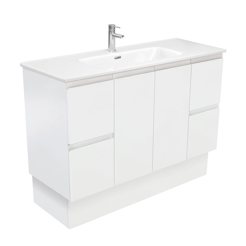 Fienza Joli Fingerpull Vanity On Kickboard (1 Taphole) 1200mm Satin White JOL120ZK