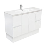 Fienza Joli Fingerpull Vanity On Kickboard (1 Taphole) 1200mm Satin White JOL120ZK