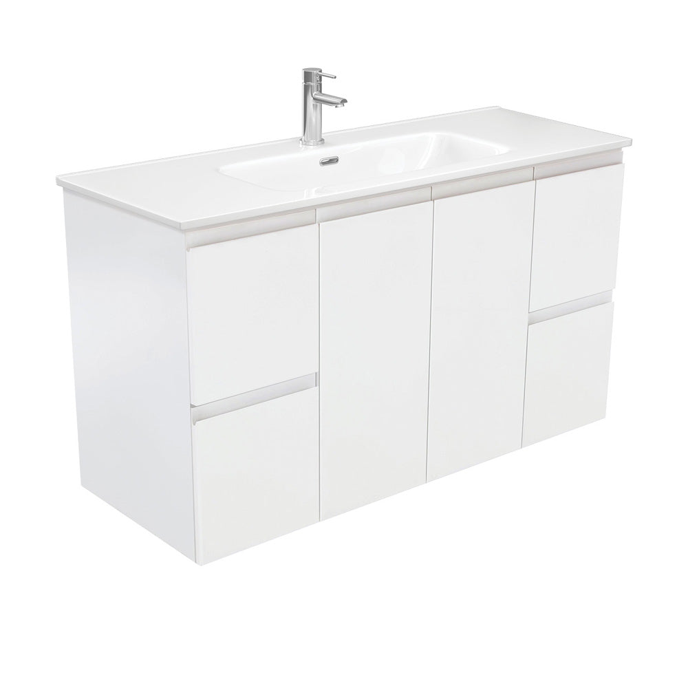 Fienza Joli Fingerpull Wall Hung Vanity (1 Taphole) 1200mm Satin White JOL120Z