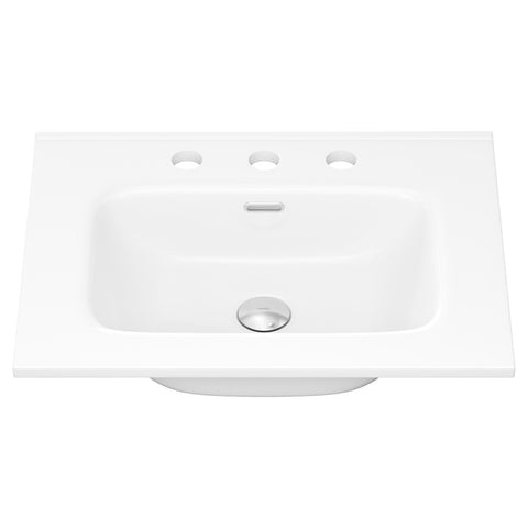 Fienza Joli Ceramic Vanity Bench Top 600mm (3 Taphole) Gloss White JOL60-3