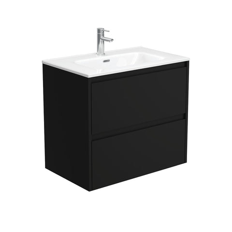 Fienza Joli Vanity 750mm Satin Black Wall Hung 1 Taphole JOL75BB