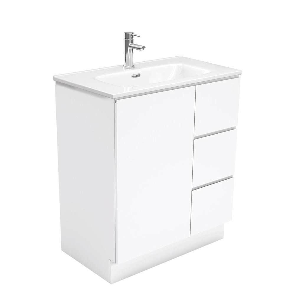 Fienza Joli Fingerpull Vanity On Kickboard Right Drawers (1 Taphole) 750mm Gloss White JOL75CR