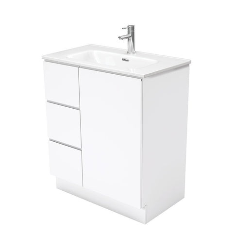 Fienza Joli Fingerpull Vanity On Kickboard Left Drawers (1 Taphole) 750mm Gloss White JOL75CL