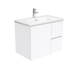 Fienza Joli Fingerpull Wall Hung Vanity Right Drawers (1 Taphole) 750mm Gloss White JOL75FR