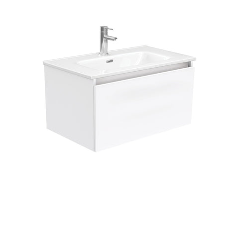 Fienza Joli Manu Wall Hung Vanity (1 Taphole) 750mm Gloss White JOL75H