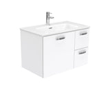 Fienza Joli Uni Wall Hung Vanity w/ Handles Right Drawers (1 Taphole) 750mm Gloss White JOL75JR