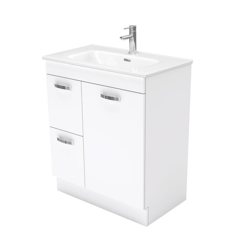 Fienza Joli Uni Vanity On Kickboard (1 Taphole) 750mm Gloss White JOL75NKWL