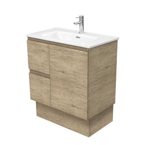 Fienza Joli Edge Vanity On Kickboard Left Drawers (1 Taphole) 750mm Scandi Oak JOL75SKL