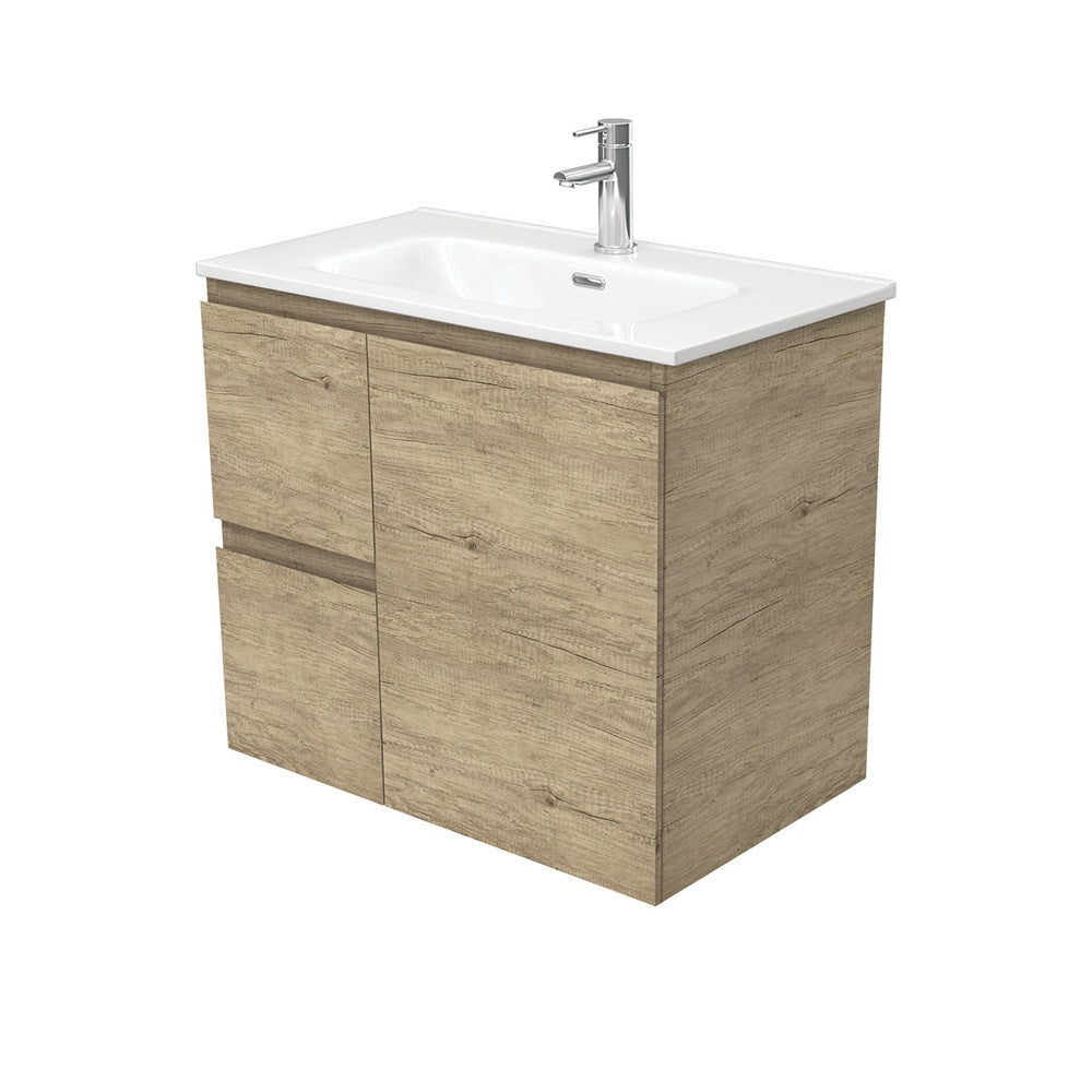 Fienza Joli Edge Wall Hung Vanity Left Drawers (1 Taphole) 750mm Scandi Oak JOL75SL