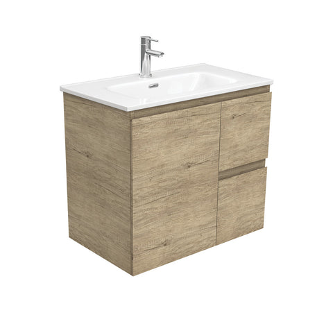 Fienza Joli Edge Wall Hung Vanity Right Drawers (1 Taphole) 750mm Scandi Oak JOL75SR