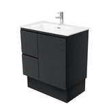 Fienza Joli Fingerpull Vanity On Kickboard Left Drawers (1 Taphole) 750mm Satin Black JOL75ZBKL