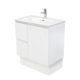 Fienza Joli Fingerpull Vanity On Kickboard Left Drawers (1 Taphole) 750mm Satin White JOL75ZKL