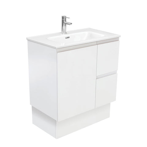 Fienza Joli Fingerpull Vanity On Kickboard Right Drawers (1 Taphole) 750mm Satin White JOL75ZKR