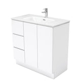 Fienza Joli Fingerpull Vanity On Kickboard Left Drawers (1 Taphole) 900mm Gloss White JOL90CL