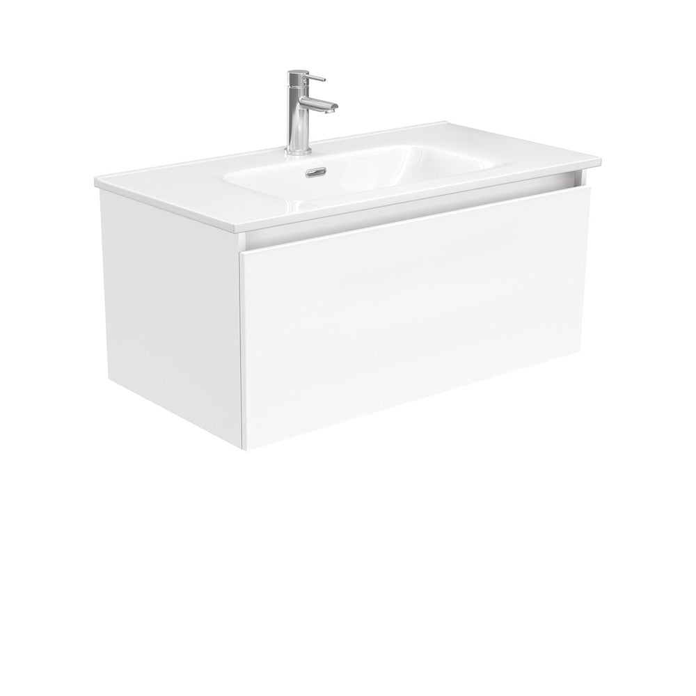 Fienza Joli Manu Wall Hung Vanity (1 Taphole) 900mm Gloss White JOL90H
