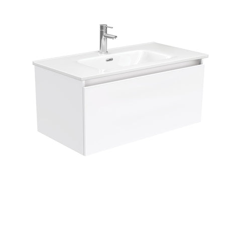 Fienza Joli Manu Wall Hung Vanity (1 Taphole) 900mm Gloss White JOL90H