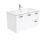 Fienza Joli Uni Wall Hung Vanity w/ Handles Right Drawers (1 Taphole) 900mm Gloss White JOL90JR