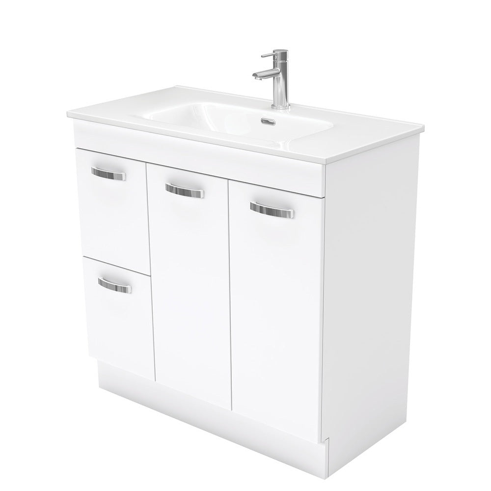 Fienza Joli Uni Vanity On Kickboard (1 Taphole) 900mm Gloss White JOL90NKWL