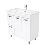 Fienza Joli Uni Vanity On Legs Left Drawers (1 Taphole) 900mm Gloss White JOL90NLWL